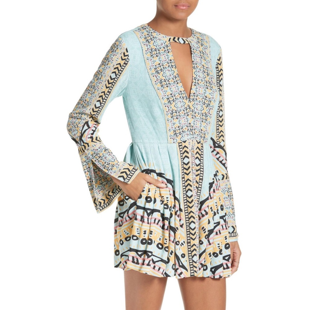 Free People Tegan Boarder Printed Mini Dress